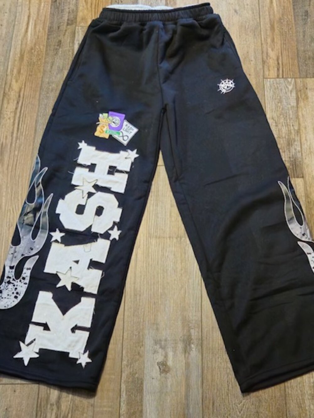 Dark high street style KASH 2Face  star sticker cloth sweatpants XL